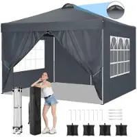 SANOPY Faltpavillon 3x3m Pop Up Pavillon mit 4 Seitenwänden, UV-Schutz 50+ Gartenzelt Partyzelt, Gartenpavillon für Garten Party Markt Picknick, inkl .Tasche