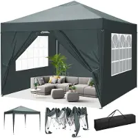 SANOPY Pavillon 3x3 Wasserdicht Stabil Winterfest, Faltpavillon mit 4 Seitenwänden, Höhenverstellbar, Pop up Faltbar Gartenzelt, und UV 50+, inkl .Tasche