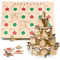 Ulanik s.r.o. DIY-Adventskalender aus Holz "Baum und Schmuck" (Bastelset)