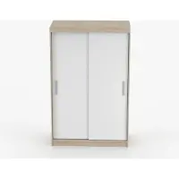 INTER-M Schwebetürenschrank Kleiderschrank Schrank 120 cm Sonoma Eiche/Weiß ohne Spiegel, 2-türig, Schlafzimmer IMOI X