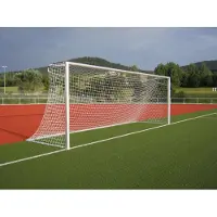 GLA-WEL Fußballtor - Bundesliga - 7,32 x 2,44 m - mit Netzbügel weiß Kunststoff-Netzhaken 2.00m Ohne