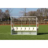 GLA-WEL Spielerkabine Premium Plus 3 Meter Mit Sitzschalen grau
