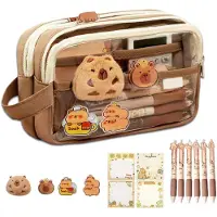DTC GmbH Capybara Federmäppchen 5 Fächer mit 6 Stiften und Kuscheltier