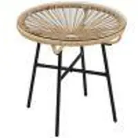 Homu & Co. Terrassentisch – Rattan-Gartentisch – Beistelltisch – Klappbarer Outdoor-Tisch – Couchtisch – Geeignet für Balkon und Garten – 50 x 50 x 50 cm – Beige