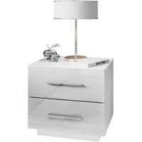 Lookway NACHTTISCH LINA LUX mit Hochglanzplatte, LED, Chromgriffe