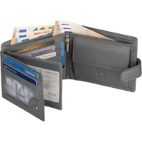 EAAKIE Leder Geldbörse Herren Portemonnaie RFID Querformat Geldbeutel Echtleder (9903) Grau