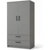 Stylmeble24 Kleiderschrank 2-türig mit 2 Schubladen – 90 cm Grafit