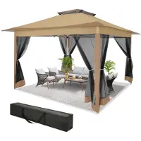 SANOPY Pavillon 3.6x3.6m, Faltpavillon,Festzelt Gartenzelt mit 4 Gaze Seitenteilen, UV-Schutz 50+, Doppeltes Dach mit Belüftungsloch, inkl. Tragetasche