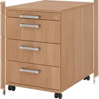 Bümö Rollcontainer mit Schubladen, Container abschließbar aus Holz in Nussbaum - Rollwagen für's Büro als Schreibtisch Unterschrank, Bürocontainer