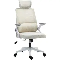 Homu & Co. Bürostuhl Schreibtischstuhl Office-Stuhl, höhenverstellbar, 1 Kopfstütze, 60 x 61 x 121,5 cm Beige