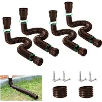Debuy 4er Set Regenwasser Fallrohr Verlängerung Flexibel Dachrinnen Abflussrohr 1,5 m Braun