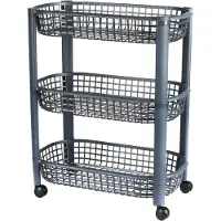 DOCHTMANN Fahrbarer Lagerwagen, 3 Etagen, grau, 46,5x26x58,8cm