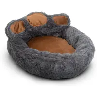 GLOBIZ Hundebett in Pfotenform - Größe "S" - Grau - braun