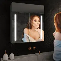 Artforma Spiegelschrank mit LED Beleuchtung - Emily 66.5x72 cm - LED Farbe Kaltweiß 7000K - SZ2L002