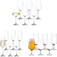 Leonardo Gläser-Set "Wein Bier Sekt Gläserset Puccini 18er Set transparent" Ideal für den Alltag, spülmaschinengeeignet