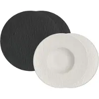 Villeroy & Boch Pastateller "Pasta-Set Manufacture Rock schwarz-weiß" Spülmaschinengeeignet, Mikrowellenfest