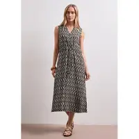 Street One Midikleid Eingrifftaschen Sommerkleid mit grafischem Muster/Split Neck mit Zipperdetail