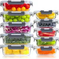 YASHE Glas-Frischhaltedosen LN-10pcs, 10 Behälter, 7,05 L, Grau