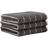 Cawoe Gästetuch, 3er Pack - C Balance, 30x50 cm, Walkfrottier, Baumwolle, Streifen Anthrazit / 30x50cm