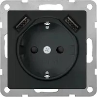 Siemens 5UB1970-0CM01 DELTA i-system SCHUKO-Steckdose mit doppeltem USB-Ladegerät, carbonmetallic 5UB19700CM01