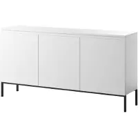 Selsey Sideboard Bemmi - Kommode 3-türig, Weiß mit schwarzen Beinen, 150 cm