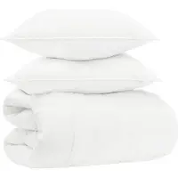 vidaXL Bettwäsche-Set Weiß 200 x 240 cm Baumwolle, Bambus, Polyester