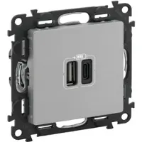 Legrand 753306 USB-A+C 2-fach Lade- steckdose 2M 3A Valena Life Aluminium