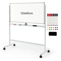Coast Doppelseitiges magnetisches mobiles Whiteboard verstellbare, trocken abwischbare Tafel auf Rädern weiß