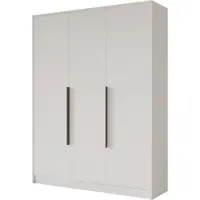 ALTDECOR Kleiderschrank PERE - 150x200x51 Weiß Schrank Garderobenschrank Mehrzweckschrank mit modernen glatte Fronten und schwarzen Griffen
