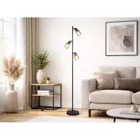 Meine Wunschleuchte LED Stehlampe mit 3 Strahlern Glas Bernsteinfarbig, Höhe 154cm für Wohnzimmer