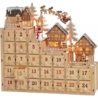Wurm Adventskalender Winterszene mit Beleuchtung 38 cm breit