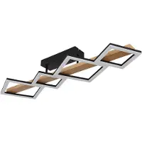 Globo LED Deckenleuchte, Holz, Quadrate schwarz, L 92 cm