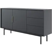 Selsey Viviaro - Sideboard 2-türig mit 3 Schubladen, schwarz, 154 cm