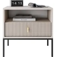 Lookway NACHTTISCH MIDNIGHT mit geriffelter Front auf Gestell kaschmir