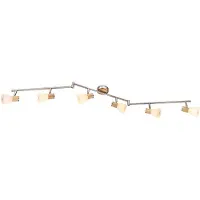 Globo Deckenleuchte, Holz, Glas, Spots beweglich