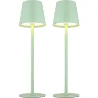 Globo Lighting 2x LED Tischlampe, blassgrün, Touchdimmer, Akku, IP44, H 36 cm
