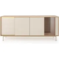 Masseno Kommode KALIMERA 184,1 cm Sideboard mit 4 Türen für Wohnzimmer Schlafzimmer Modern 184,1x40x77,1 cm Eichefarben / Kaschmir