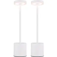 Globo Lighting 2er Set LED Tischleuchte, Metall, weiß Touchdimmer, Akku, H 34,3 cm