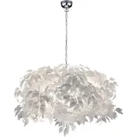 RL Pendelleuchte, 4 Flammig, Blätter, weiß, Chrom, D 70 cm