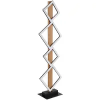 Globo LED Stehlampe, Metall, schwarz, Quadrate, Holzoptik, H 103cm
