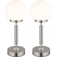 Globo Lighting Tischlampe Nachttischlampe Touchdimmer Akku Wohnimmerlampe LED Tischleuchte silber, Lichtfarbe einstellbar, 2,5W 136lm warmweiß-kaltweiß, DxH 11,5 x 28,5 cm, 2er Set
