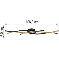 Globo LED Deckenleuchte, Metall, Holzoptik, Schwarz-matt, L 108 cm