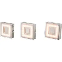 Globo 3er Set LED Aufbaustrahler, nickel-matt, quadratisch, L 9 cm