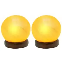 Globo Lighting 2er Set LED Tischleuchte, Salzkristall, Holz, H 10,2 cm
