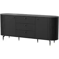 Masseno Kommode THIRA 190,1 cm Sideboard mit 3 Schubladen und 2 Türen für Wohnzimmer Schlafzimmer Modern 190,1x40x81 cm Schwarz