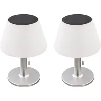 Globo Lighting 2er Set LED Solartischlampe, silber, Edelstahl, weiß, H 28 cm