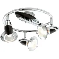 Globo Deckenlampe, Chrom, Holz, Strahler schwenkbar, D 30 cm