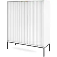Selsey Highboard Vellore Hochkommode, Weiß mit geriffelten Fronten, 104 cm