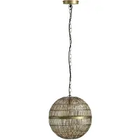 Globo Pendelleuchte, Metallgeflecht, altmessing, H 120 cm