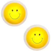 Globo Lighting Kinderzimmerleuchte Wandlampe Wandleuchte Kinderzimmerlampe Kinderlampe, Smiley Tageslicht, Druckschalter, gelb klar, 1x LED 6500K, DxT 10x4cm